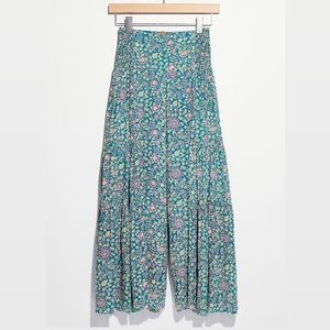 Blue Floral Free People Lelani Culotte Pants